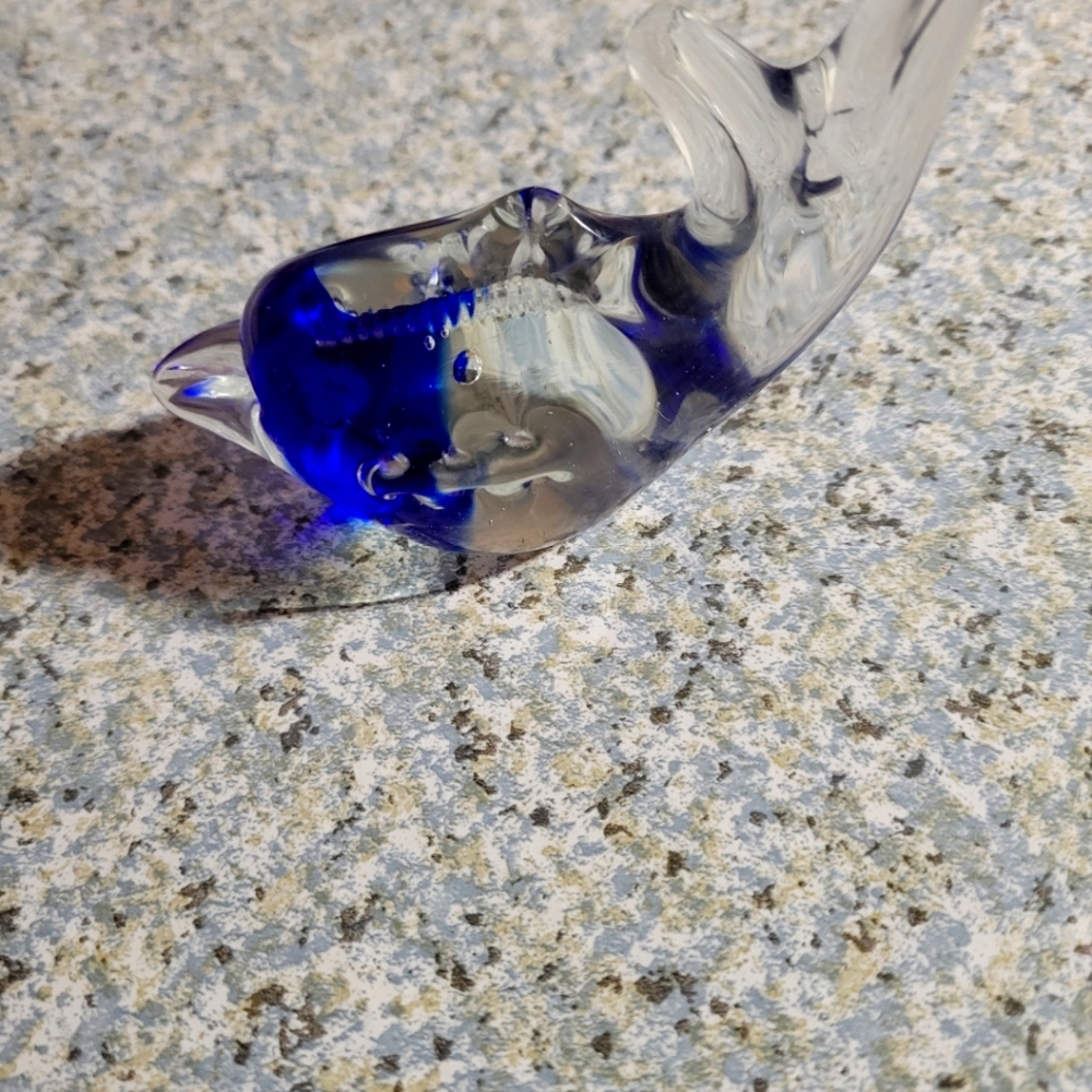Beautiful blue murano fish paperweight